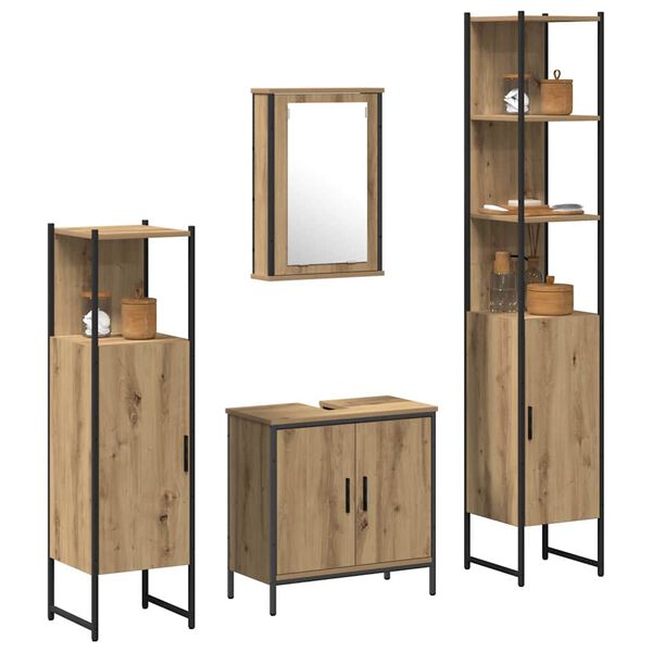 vidaXL Set di mobili per il bagno 4 pcs Marrone Legno multistrato