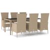 vidaXL Set da Pranzo da Giardino 7 pz con Cuscini Beige in Polyrattan