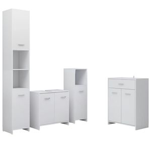 vidaXL Set Mobili da Bagno 4 pz Bianco