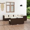 vidaXL Set Divani da Giardino 7 pz con Cuscini in Polyrattan Marrone