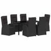 vidaXL Set da Pranzo per Giardino 7 pz Nero polyrattan
