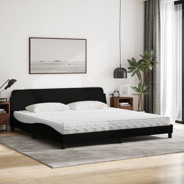vidaXL Letto con Materasso Dover Nero 200x200 cm in Tessuto