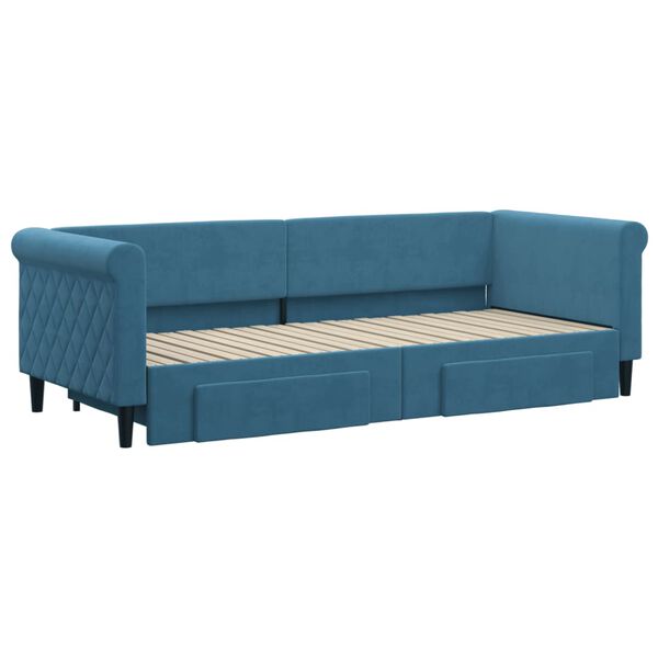 vidaXL Divano Letto Estraibile con Cassetti Blu 80x200 cm in Velluto