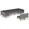 vidaXL Set Divani da Giardino 9 pz con Cuscini in Polyrattan Grigio