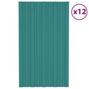 vidaXL Pannelli da Tetto 12 pz in Acciaio Zincato Verde 80x45 cm