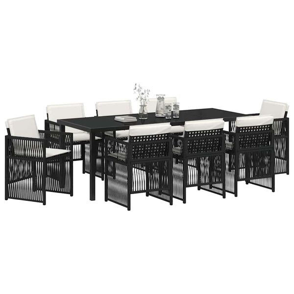 vidaXL Set da Pranzo per Giardino 9 pcs Nero