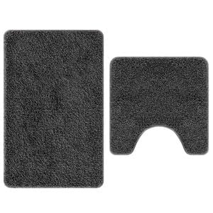 vidaXL Set di tappetini antiscivolo per il bagno 2 pcs Grigio scuro PP