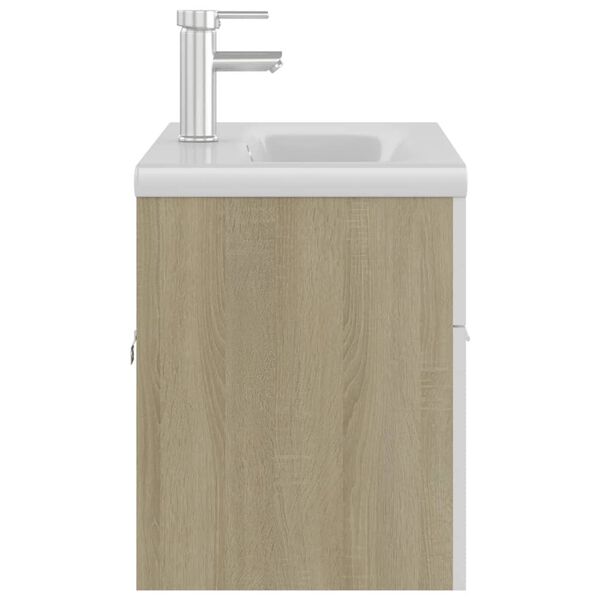 vidaXL Mobile Lavabo Integrato Bianco Rovere Sonoma Legno Multistrato