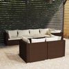 vidaXL Set Divani da Giardino 7 pz con Cuscini in Polyrattan Marrone