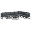 vidaXL Set Divano da Giardino con cuscino 8 pcs Nero Alluminio