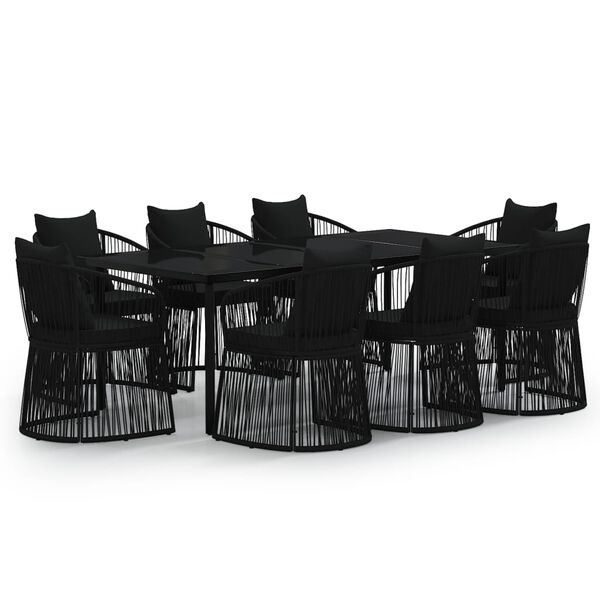 vidaXL Set da Pranzo da Giardino 9 pz con Cuscini Nero