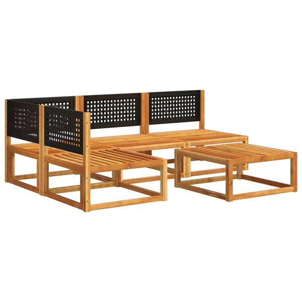 vidaXL Set di divani da giardino 5 pezzi con cuscini in legno di acacia e rattan