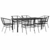 vidaXL Set Pranzo da Giardino 7 pz Nero Polyrattan Vetro