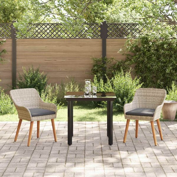 vidaXL Set da Pranzo per Giardino 3 pcs Grigio chiaro polyrattan