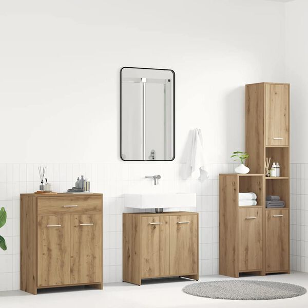 vidaXL Set Mobili da Bagno 4 pz Rovere Artigianale Legno Multistrato