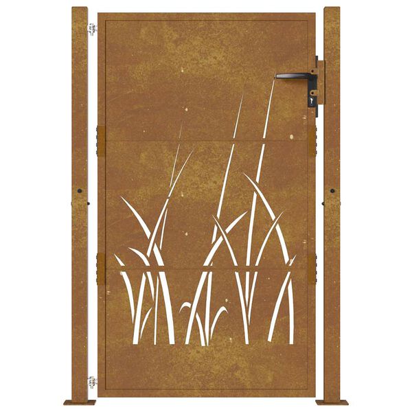 vidaXL Cancello da giardino 100x150 cm in acciaio Corten con design erba