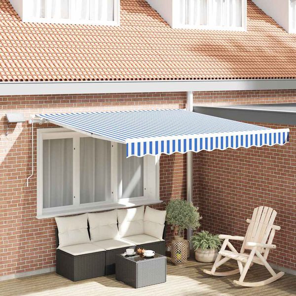 vidaXL Tenda Retrattile Blu e Bianco 350 x 250 cm