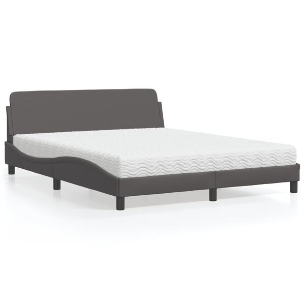 vidaXL Letto con Materasso Dover Grigio 160x200 cm in Similpelle