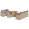 vidaXL Set Divano da Giardino con cuscino Beige Poly Rattan