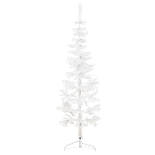 vidaXL Albero Natale Artificiale Sottile a Metà Supporto Bianco 180 cm