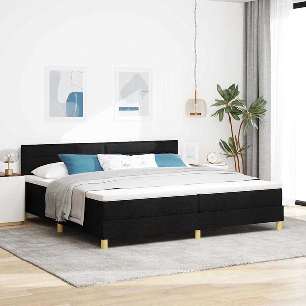 vidaXL Letto a Sorgente LED con materasso Nero 200 x 200 cm Tessuto