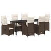 vidaXL Set da Pranzo per Giardino 7 pz Marrone polyrattan