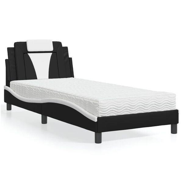 vidaXL Letto Viana con Materasso Nero e Bianco 80x200 cm in Similpelle