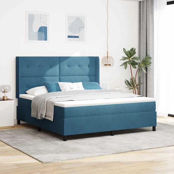 vidaXL Letto a molle con testiera Blu 180 x 200 cm Velluto