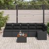 vidaXL Set Divano da Giardino con cuscino 7 pcs Nero polyrattan