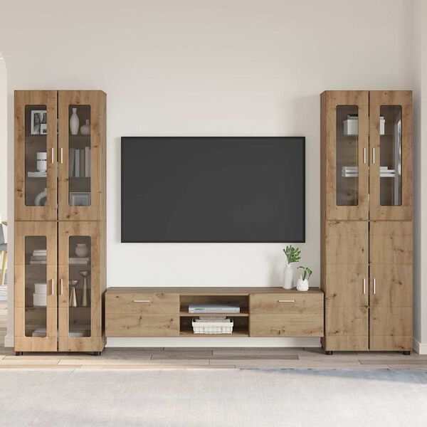 vidaXL Set mobile TV FLORIN Rovere artigianale Legno multistrato