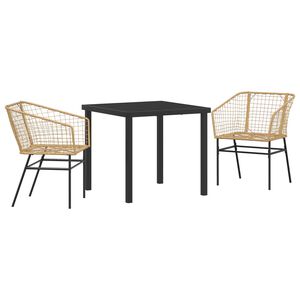 vidaXL Set da Pranzo per Giardino 3 pcs Marrone polyrattan