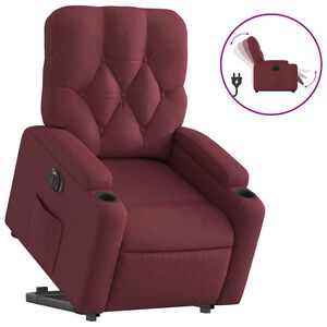 vidaXL Poltrona Alzapersona Reclinabile Elettrica Rosso Vino Tessuto