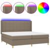 vidaXL Letto a Molle Materasso e LED tortora 200x200cm in Tessuto