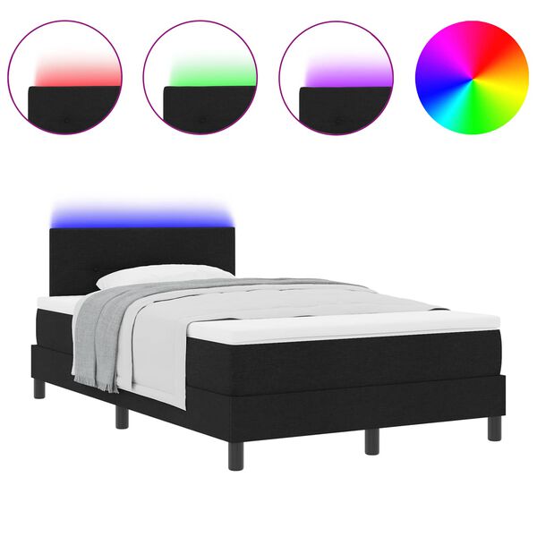 vidaXL Letto a molle con materasso Nero 120 x 200 cm Tessuto