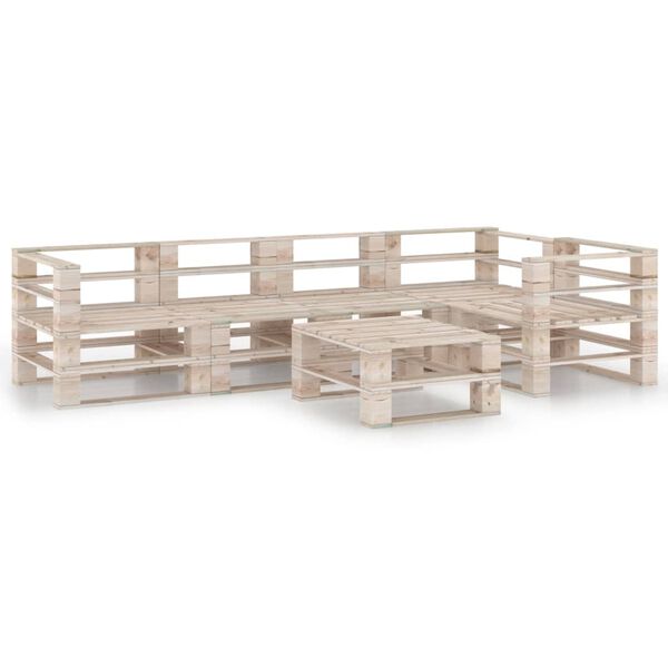 vidaXL Set Divani da Giardino su Pallet 6 pz in Legno di Pino