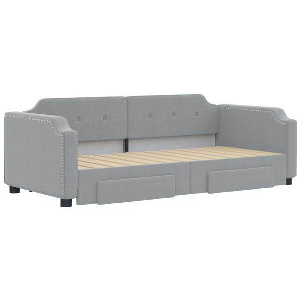 vidaXL Divano Letto Estraibile Cassetti Grigio Chiaro 100x200 Tessuto