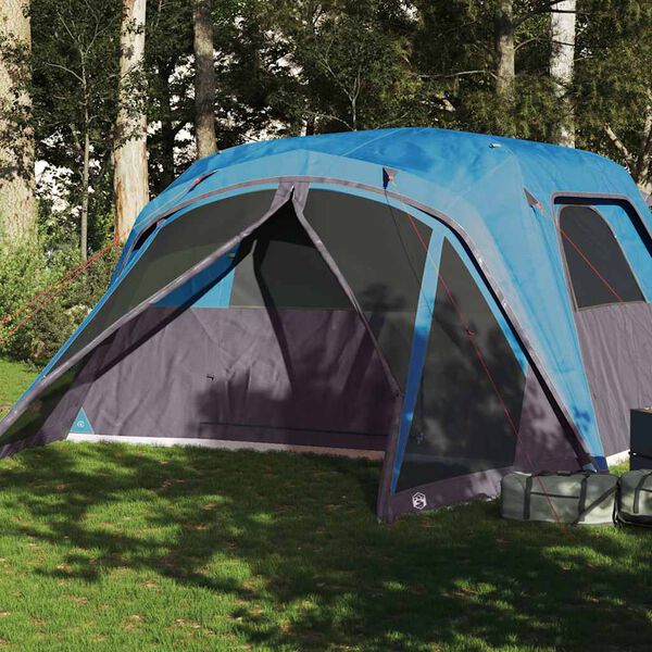 vidaXL Tenda da Campeggio con Portico per 4 Persone Blu Impermeabile