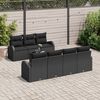 vidaXL Set Divano da Giardino 8 pcs Nero Polyrattan, Acciaio e Vetro
