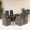 vidaXL Set Bistr&ograve; da Giardino 7 pz con Cuscini in Polyrattan Grigio
