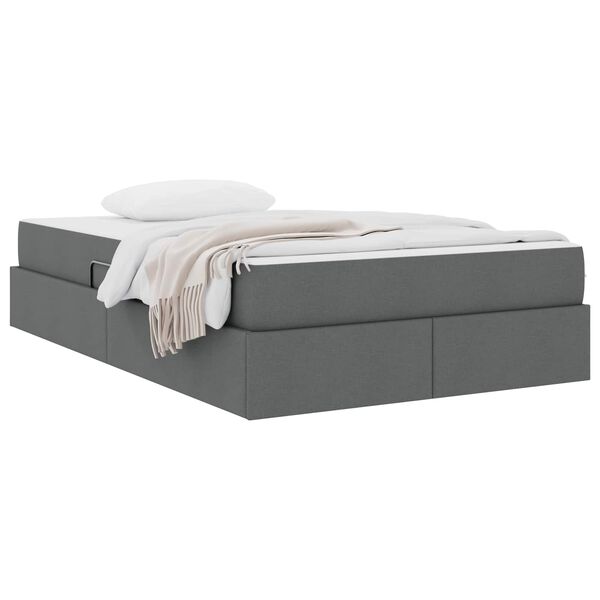 vidaXL Letto con contenitore e materasso Grigio scuro 120 x 190 cm