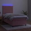 vidaXL Letto a Molle con Materasso e LED Rosa 80x200 cm in Velluto