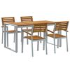 vidaXL Set da Pranzo per Giardino 5 pz Grigio Legno di Acacia Massello