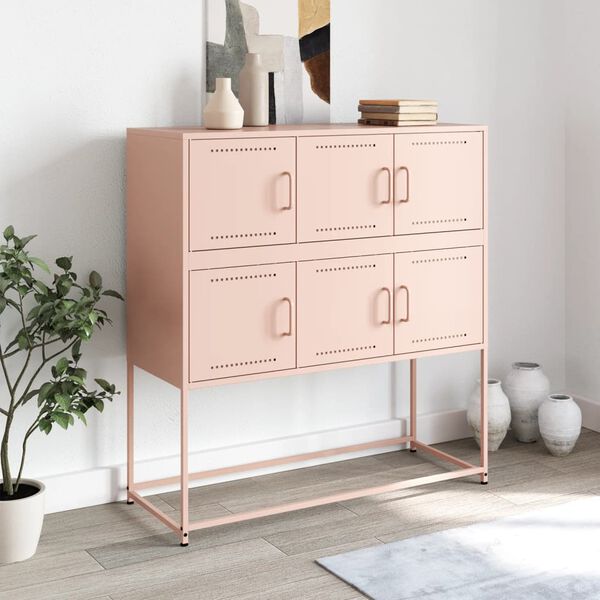 vidaXL Credenza Rosa 100,5x39x107 cm in Acciaio