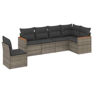 vidaXL Set Divano da Giardino 6 pz con Cuscini Grigio in Polyrattan