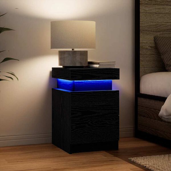 vidaXL Armadio da Notte Rovere Nero 35 x 39 x 55 cm Legno multistrato