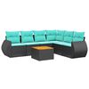 vidaXL Set Divani da Giardino 7 pz con Cuscini Nero in Polyrattan