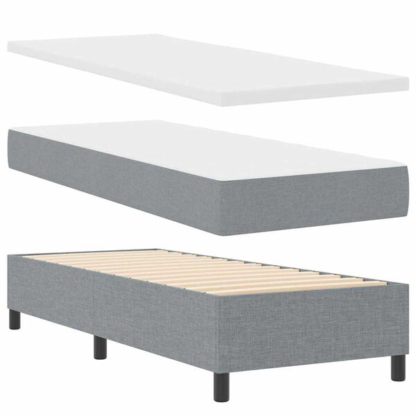 vidaXL Letto a molle con testiera Grigio chiaro 80 x 200 cm Tessuto
