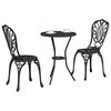 vidaXL Set Bistro da Giardino 3 pcs Nero Alluminio