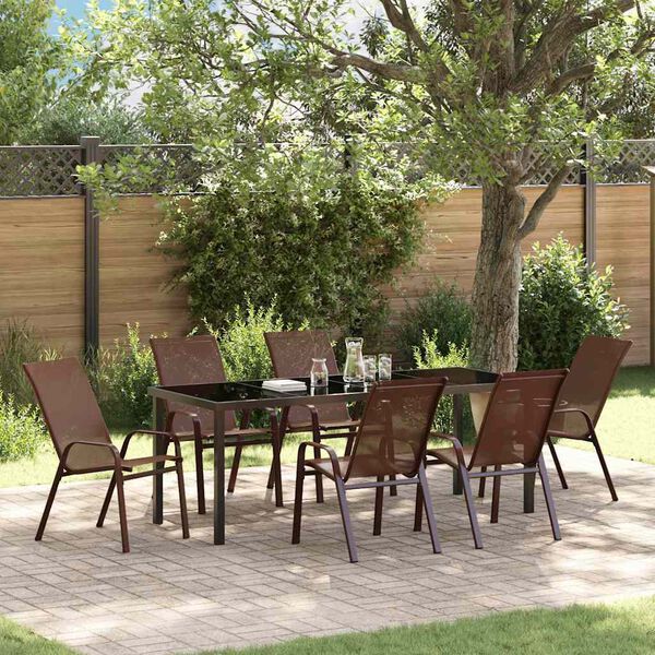 vidaXL Set da Pranzo per Giardino 7 pcs Marrone e Nero