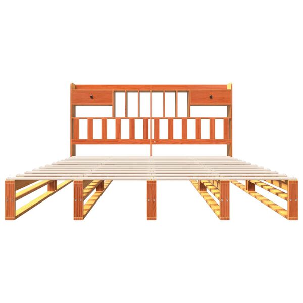 vidaXL Letto Libreria senza Materasso Marrone Cera 200x200 cm in Pino